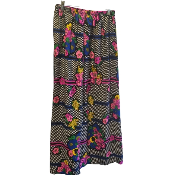 Vintage 70's Greencastle Flower Power Maxi Skirt Sz. Med with matching belt/tie - Picture 1 of 7